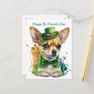 Happy St. Patrick's day chihuahua pupply Holiday Postcard