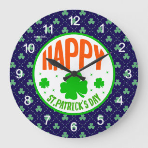 Happy St. Patrick's Day Circle Design-63501 Large Clock