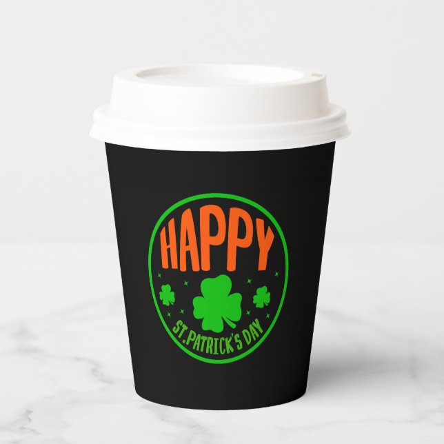 Happy St. Patrick's Day Circle Design-63501 Paper Cups (Front)