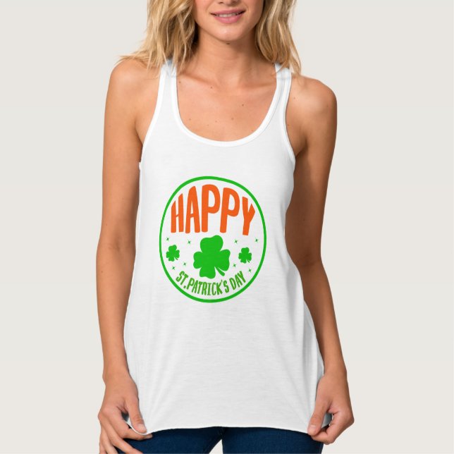 Happy St. Patrick's Day Circle Design-63501 Singlet (Front)