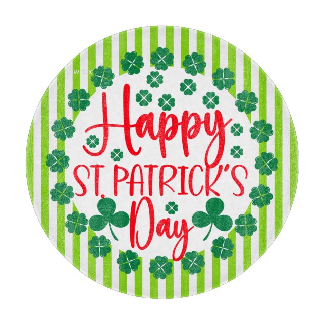 Happy St. Patrick's Day Circle Design-63502 Cutting Board (Front)