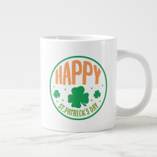Happy St. Patrick's Day Circle Design Large Coffee Mug