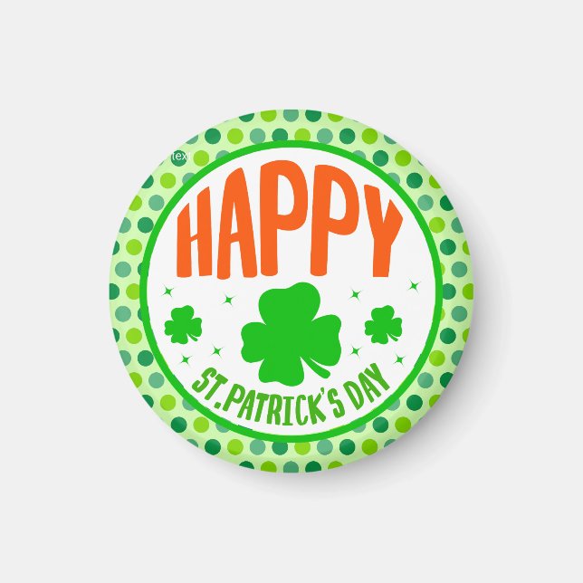 Happy St. Patrick's Day Circle Design Magnet (Front)