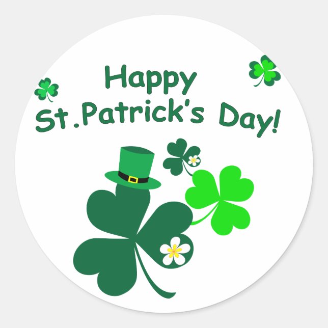 Happy St. Patrick's Day Classic Round Sticker (Front)
