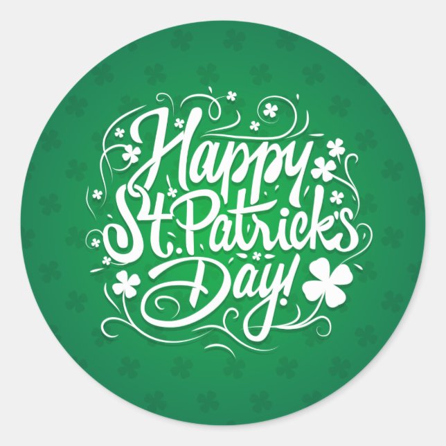 Happy St. Patrick's Day Classic Round Sticker (Front)