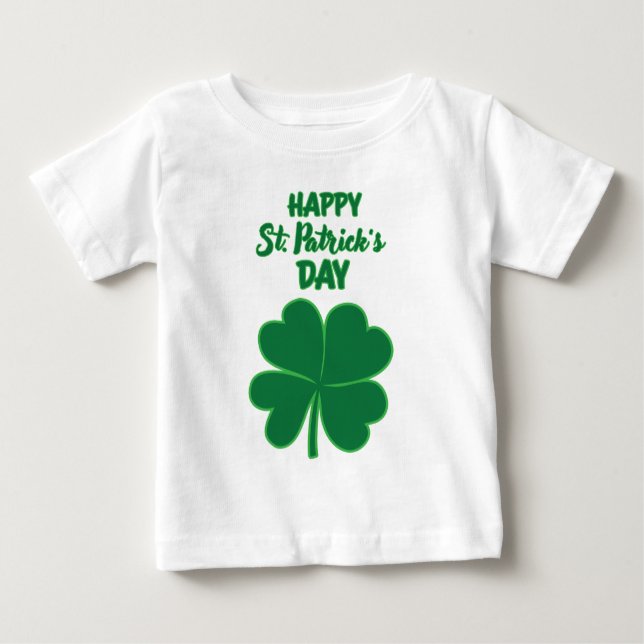 Happy St. Patrick's Day Clover Leaf Baby T-Shirt (Front)