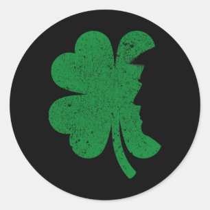 Happy St Patrick's Day Clover Leaf Trump Distresse Classic Round Sticker