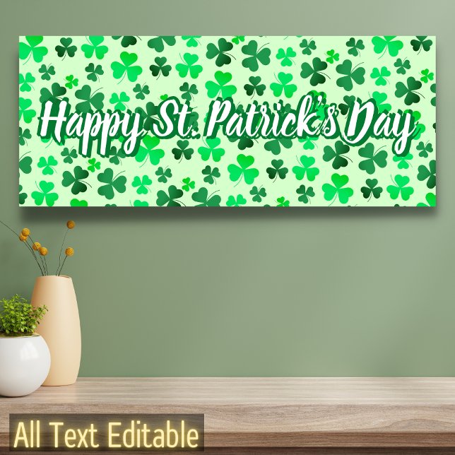 Happy St Patrick's Day Clover Shamrock Irish Party Banner (Creator Uploaded)