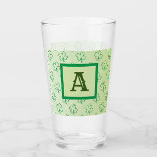 Happy St Patrick's day clover shamrock monogram Glass