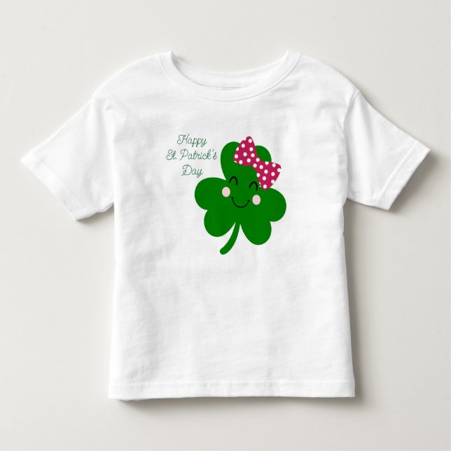 Happy St. Patrick's Day Clover Toddler T-Shirt (Front)