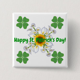 Happy St. Patrick's Day ! Clover with Calla 15 Cm Square Badge