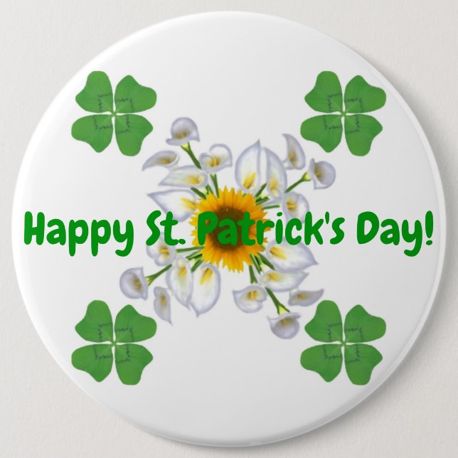 Happy St. Patrick's Day ! Clover with Calla 6 Cm Round Badge (Front)