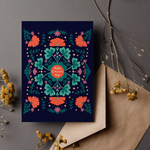 Happy St. Patrick's Day clovers & flowers  Postcard