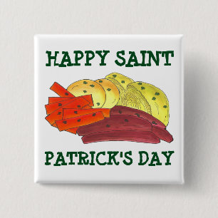 Happy St. Patrick's Day Corned Beef Cabbage Potato 15 Cm Square Badge