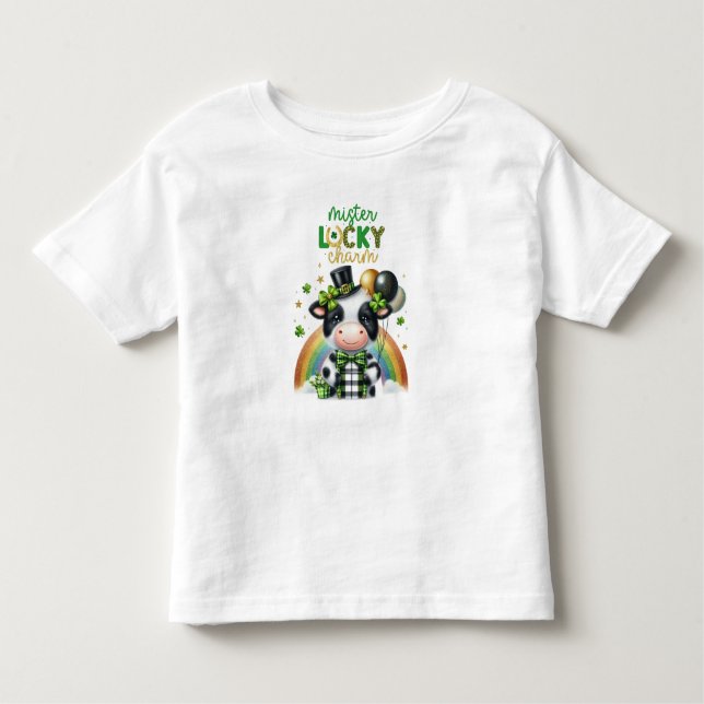 Happy St. Patrick's Day Cow Toddler T-Shirt (Front)