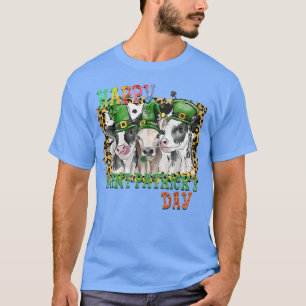 Happy St Patricks Day Cows leopard farm Leprechaun T-Shirt