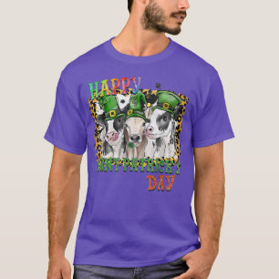 Happy St Patricks Day Cows leopard farm Leprechaun T-Shirt