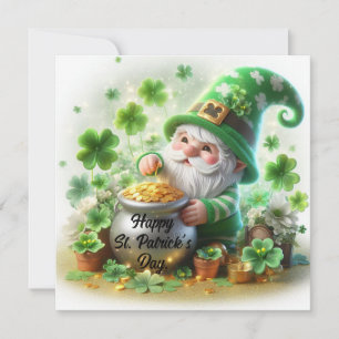 Happy St Patrick's Day Cute Gnome Holiday Card