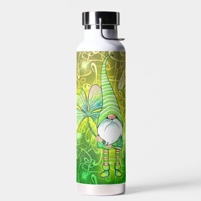 Happy St Patrick's Day Cute Gnome Water Bottle (Left)