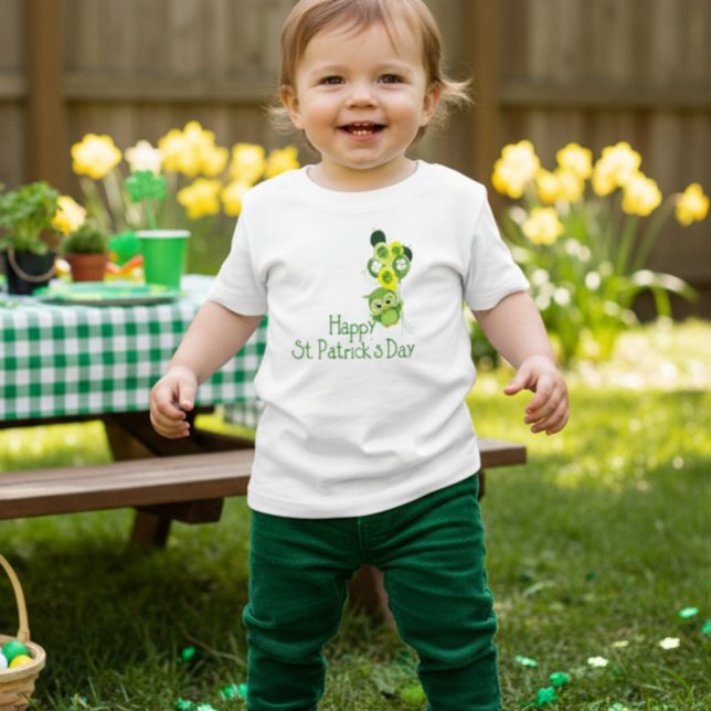Happy St. Patrick's Day Cute Green Owl Balloons Toddler T-Shirt (Creator Uploaded)
