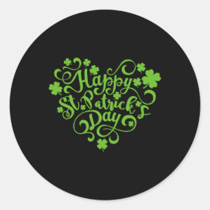 Happy St Patricks Day Cute Heart Shamrock St Patri Classic Round Sticker