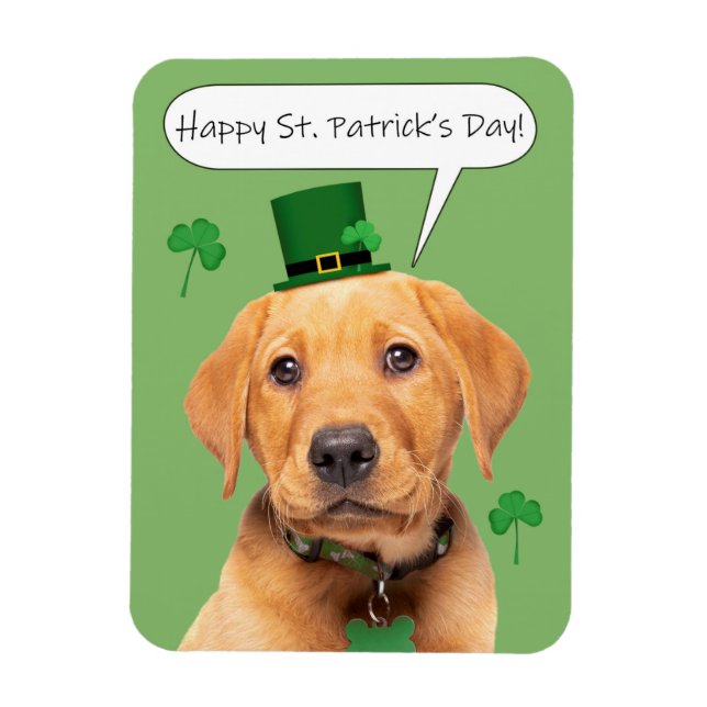Happy St Patrick's Day Cute Labrador Puppy Magnet (Vertical)