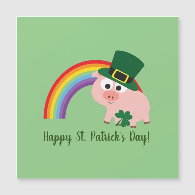 Happy St. Patrick's Day Cute Leprechaun Pig Card (Front)