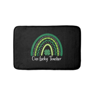 Happy St Patricks Day Cute One Lucky Teacher Rain Bath Mat
