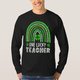 Happy St Patricks Day Cute One Lucky Teacher Rainb T-Shirt