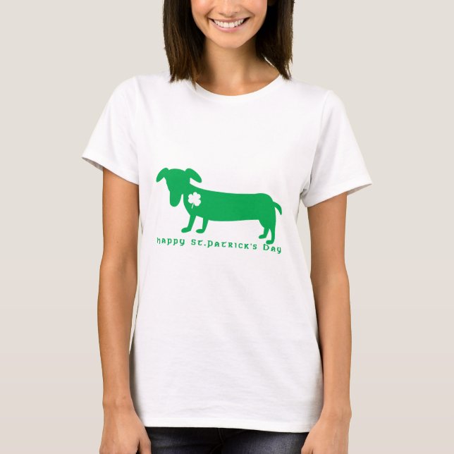 Happy St. Patrick's Day Dachshund T-Shirt (Front)