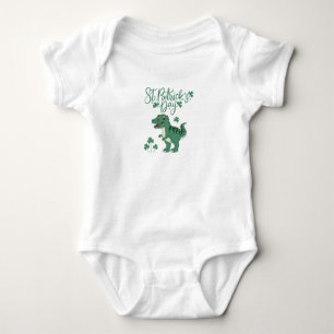 Happy St. Patrick's Day Dino Baby Outfit Baby Bodysuit