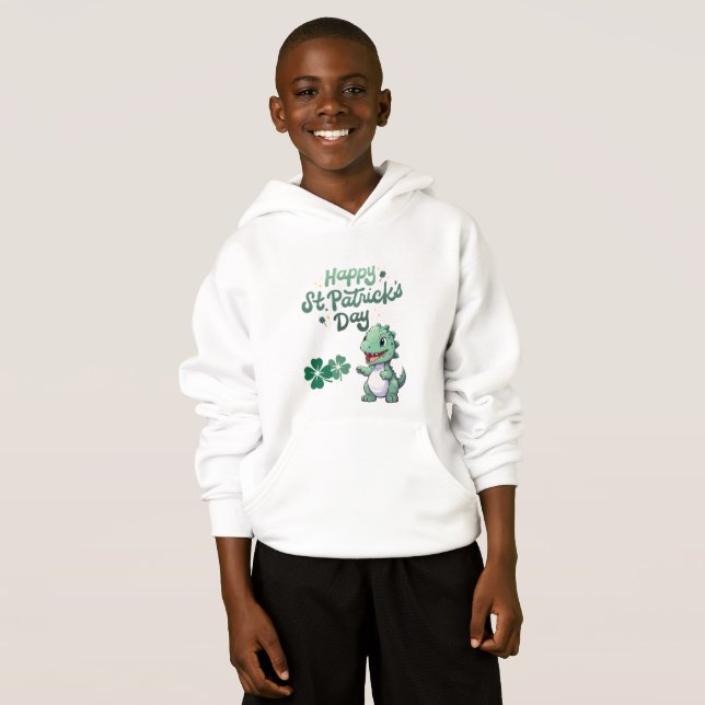 Happy St. Patrick's Day Dinosaur for Kids  (Front Full)