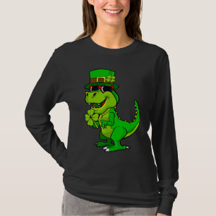 Happy St Patrick's Day Dinosaur Rex Lucky Shamrock T-Shirt