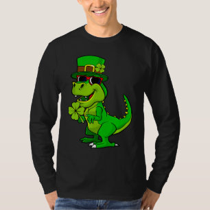 Happy St Patrick's Day Dinosaur Rex Lucky Shamrock T-Shirt