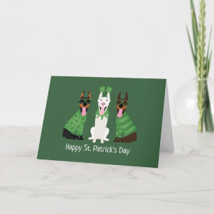 Happy St Patricks Day Dobermann Dogs Holiday Card