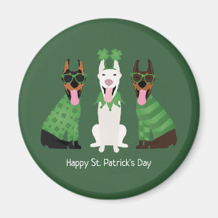 Happy St Patricks Day Dobermann Dogs Magnet