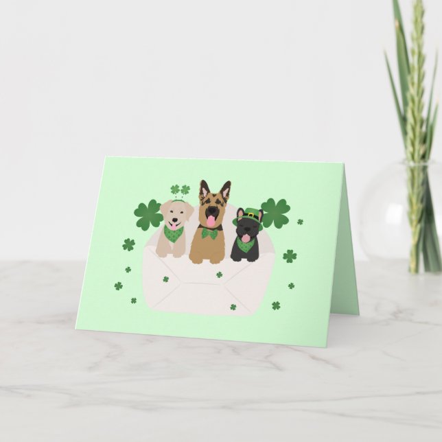 Happy St Patricks Day Dog Mail Holiday Card (Front)
