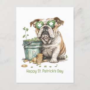 Happy St. Patrick's Day English Bulldog Holiday Postcard