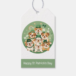 Happy St. Patrick's Day English Bulldogs Gift Tags