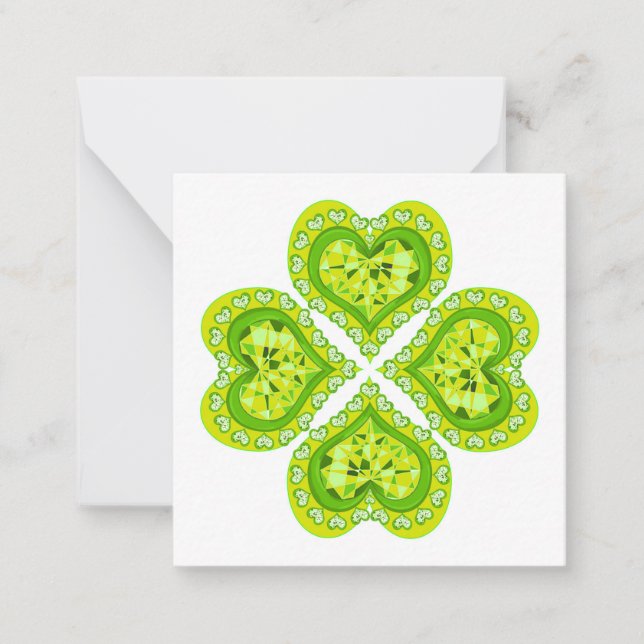 Happy St Patricks Day Fabric font 4 Heart Diamonds Card (Front)