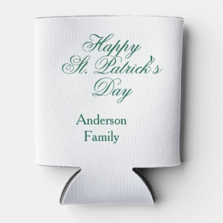 Happy St. Patrick's day family name green sminimal Can Cooler