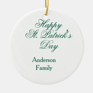 Happy St. Patrick's day family name green sminimal Ceramic Tree Decoration