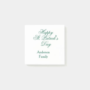 Happy St. Patrick's day family name green sminimal Post-it Notes