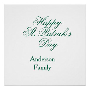 Happy St. Patrick's day family name green sminimal Poster
