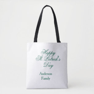 Happy St. Patrick's day family name green sminimal Tote Bag