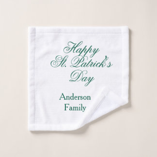 Happy St. Patrick's day family name green sminimal Wash Cloth