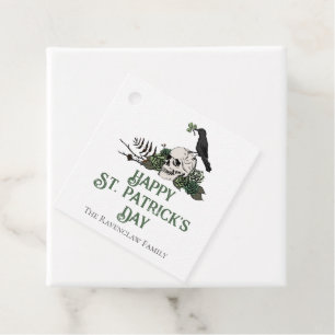 Happy St. Patricks Day Floral Skull & Clovers Favour Tags