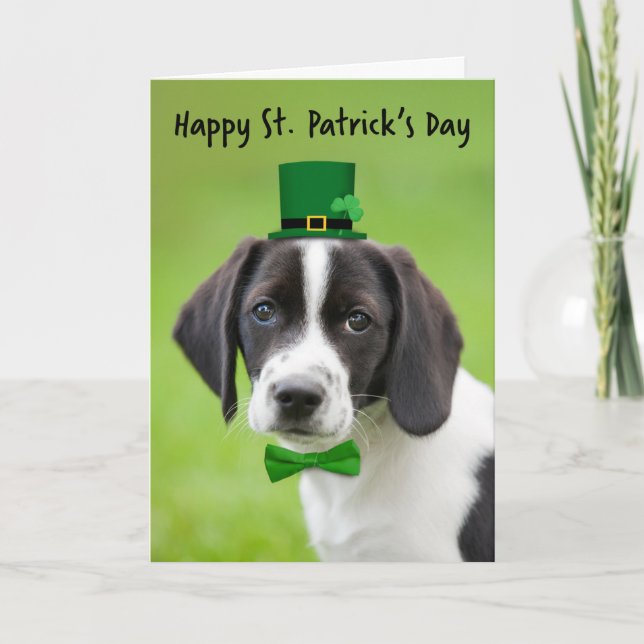 Happy St Patricks Day For Anyone Cute Beagle Puppy Holiday Card (Front)