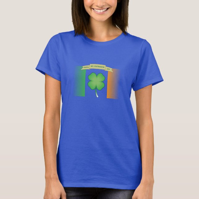 Happy St. Patrick's Day (Four Leaf Clover) T-Shirt (Front)