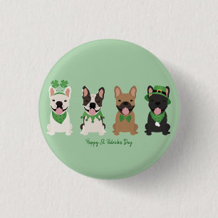 Happy St Patricks Day French Bulldogs 3 Cm Round Badge